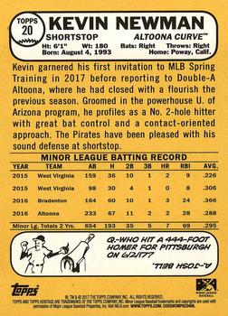 2017 Topps Heritage Minor League #20 Kevin Newman Back
