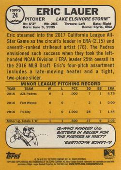 2017 Topps Heritage Minor League #24 Eric Lauer Back