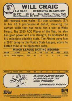 2017 Topps Heritage Minor League #59 Will Craig Back