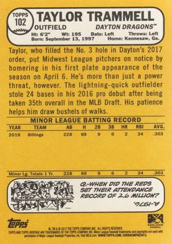 2017 Topps Heritage Minor League #102 Taylor Trammell Back