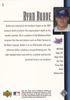 2001 Upper Deck Prospect Premieres #5 Ryan Budde Back