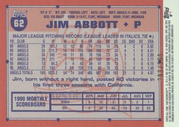 2003 Topps All-Time Fan Favorites - Refractors #62 Jim Abbott Back
