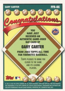 2003 Topps All-Time Fan Favorites - Relics #FFR-GC Gary Carter Back