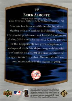 2001 Upper Deck Ultimate Collection #99 Erick Almonte Back
