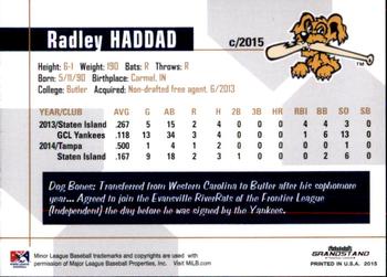 2015 Grandstand Charleston RiverDogs #NNO Radley Haddad Back
