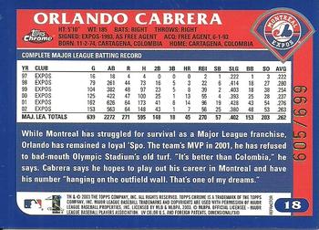 2003 Topps Chrome - Refractors #18 Orlando Cabrera Back