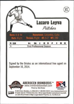 2015 Choice Aberdeen IronBirds #11 Lazaro Leyva Back