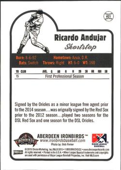 2015 Choice Aberdeen IronBirds #21 Ricardo Andujar Back