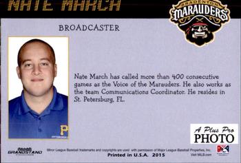 2015 Grandstand Bradenton Marauders #NNO Nate March Back
