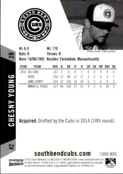 2015 Choice South Bend Cubs #5 Chesny Young Back
