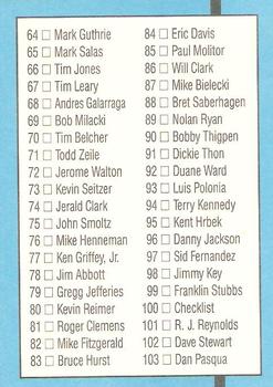 1991 Donruss #100 Checklist 28-103 Back