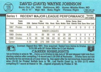 1991 Donruss #126 Dave Johnson Back
