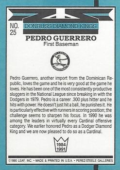 1991 Donruss #25 Pedro Guerrero Back