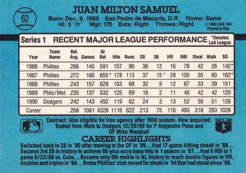 1991 Donruss #62 Juan Samuel Back