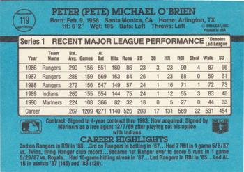 1991 Donruss #119 Pete O'Brien Back
