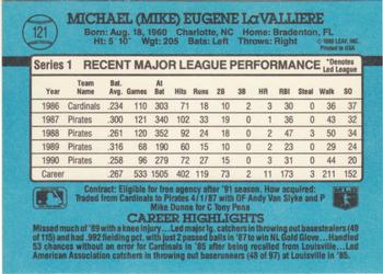 1991 Donruss #121 Mike LaValliere Back