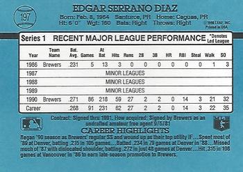 1991 Donruss #197 Edgar Diaz Back