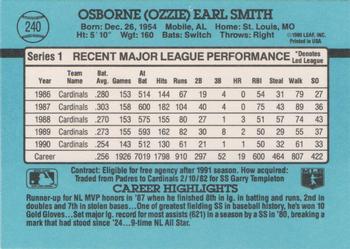 1991 Donruss #240 Ozzie Smith Back