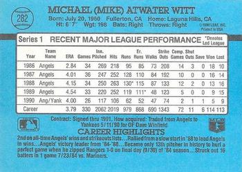 1991 Donruss #282 Mike Witt Back
