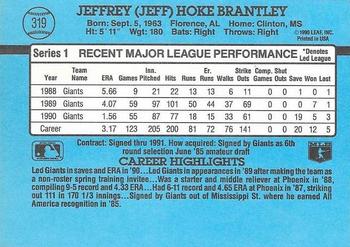 1991 Donruss #319 Jeff Brantley Back