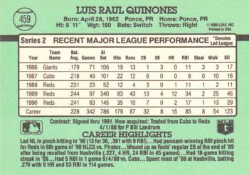 1991 Donruss #459 Luis Quinones Back