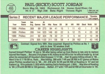 1991 Donruss #466 Ricky Jordan Back