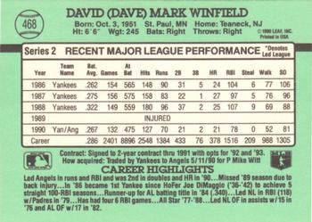 1991 Donruss #468 Dave Winfield Back