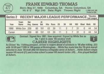 1991 Donruss #477 Frank Thomas Back
