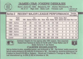 1991 Donruss #652 Jim Deshaies Back