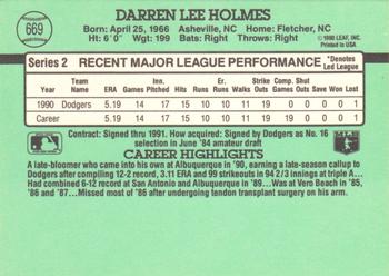 1991 Donruss #669 Darren Holmes Back