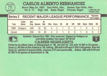 1991 Donruss #711 Carlos Hernandez Back