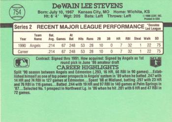 1991 Donruss #754 Lee Stevens Back