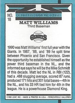 1991 Donruss #18 Matt Williams Back