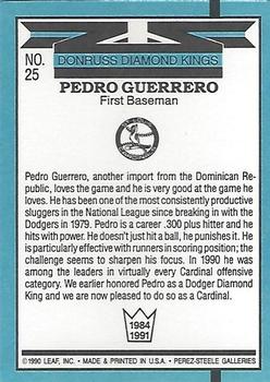 1991 Donruss #25 Pedro Guerrero Back