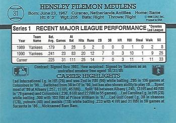 1991 Donruss #31 Hensley Meulens Back