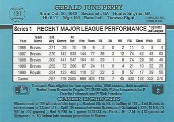 1991 Donruss #130 Gerald Perry Back