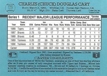 1991 Donruss #179 Chuck Cary Back