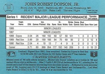1991 Donruss #193 John Dopson Back