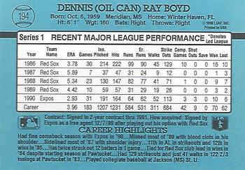 1991 Donruss #194 Oil Can Boyd Back