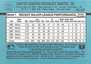 1991 Donruss #212 Dave Smith Back