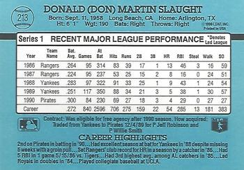 1991 Donruss #213 Don Slaught Back
