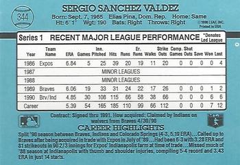 1991 Donruss #344 Sergio Valdez Back