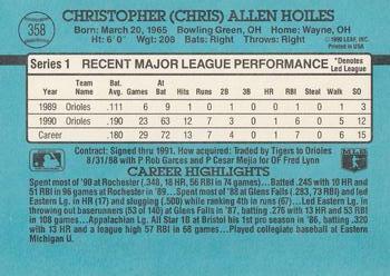 1991 Donruss #358 Chris Hoiles Back