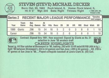 1991 Donruss #428 Steve Decker Back