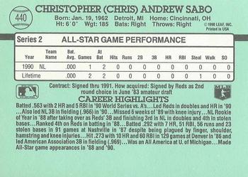 1991 Donruss #440 Chris Sabo Back