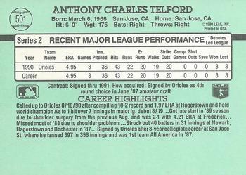 1991 Donruss #501 Anthony Telford Back