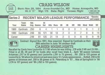 1991 Donruss #544 Craig Wilson Back