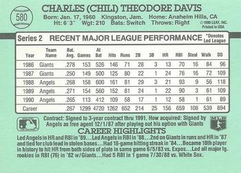 1991 Donruss #580 Chili Davis Back