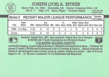 1991 Donruss #624 Joe Bitker Back