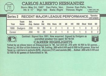 1991 Donruss #711 Carlos Hernandez Back